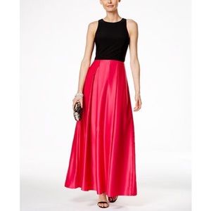 Black and Pink Color Blocked Ballgown